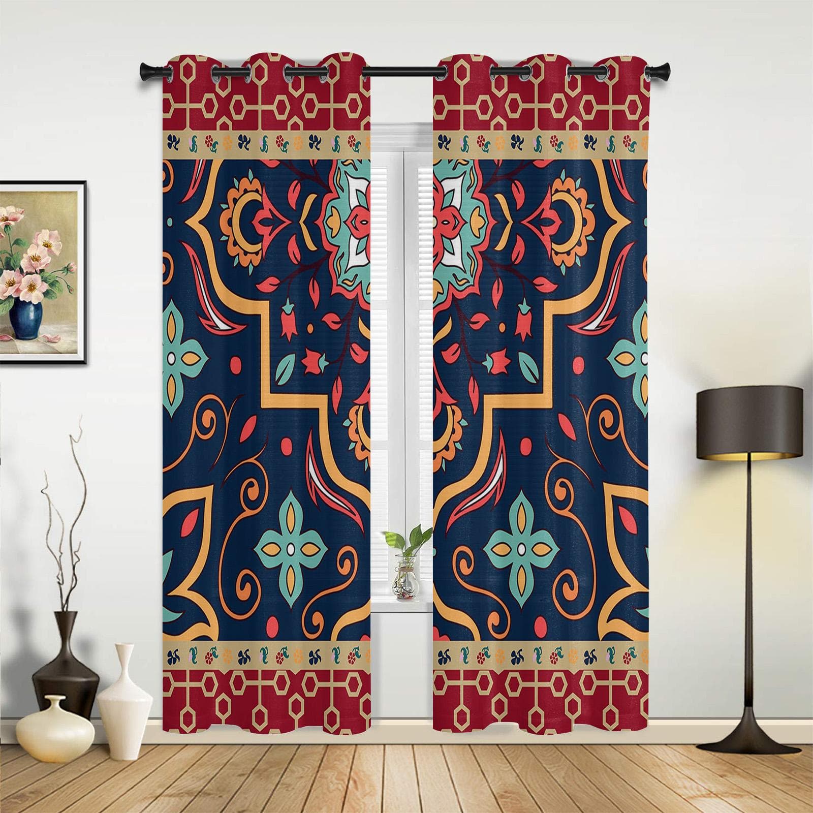 Autumn Bird Flowers Tree Branches Modern Window Curtains for Living Room Bedroom Curtain Kitchen Treatment Blinds Drapes 135W x 60H(cm) x1