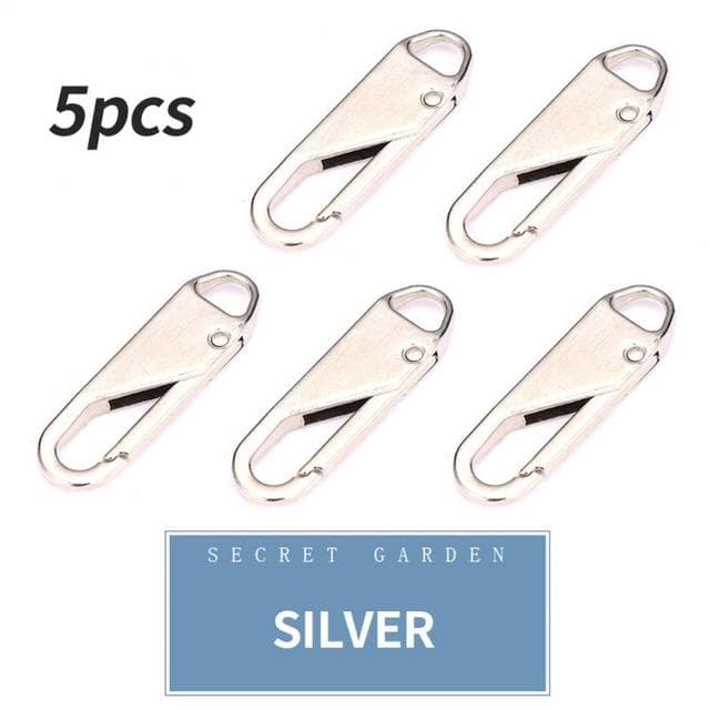 Zipper Slider Puller Instant Zipper Repair Kit Replacement For Broken Buckle Travel Bag Suitcase Zipper Head DIY Sewing Craft 5PCS silver