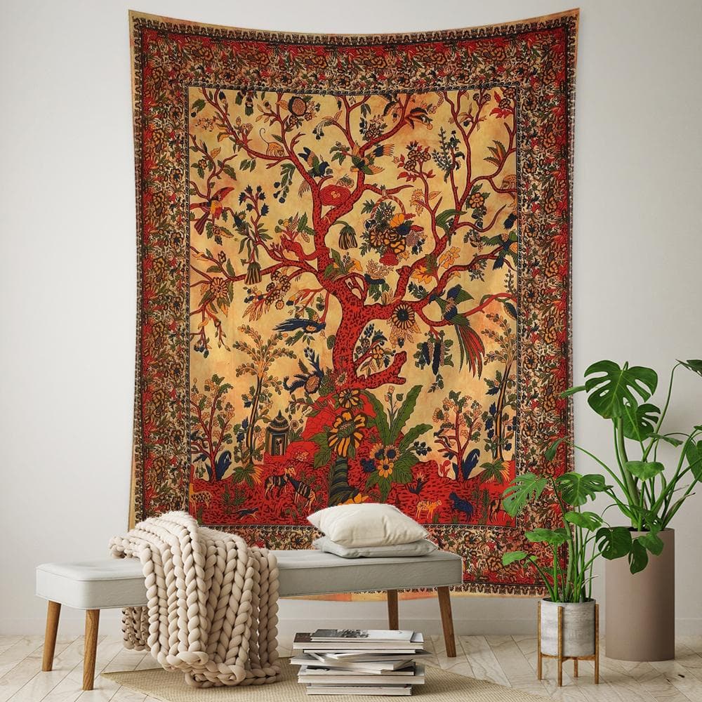 Retro Leaf Tree Tapestry Wall Hanging Mysterious Abstract Witchcraft Tapitz Dormitory Aesthetic Room Decor 150x100CM