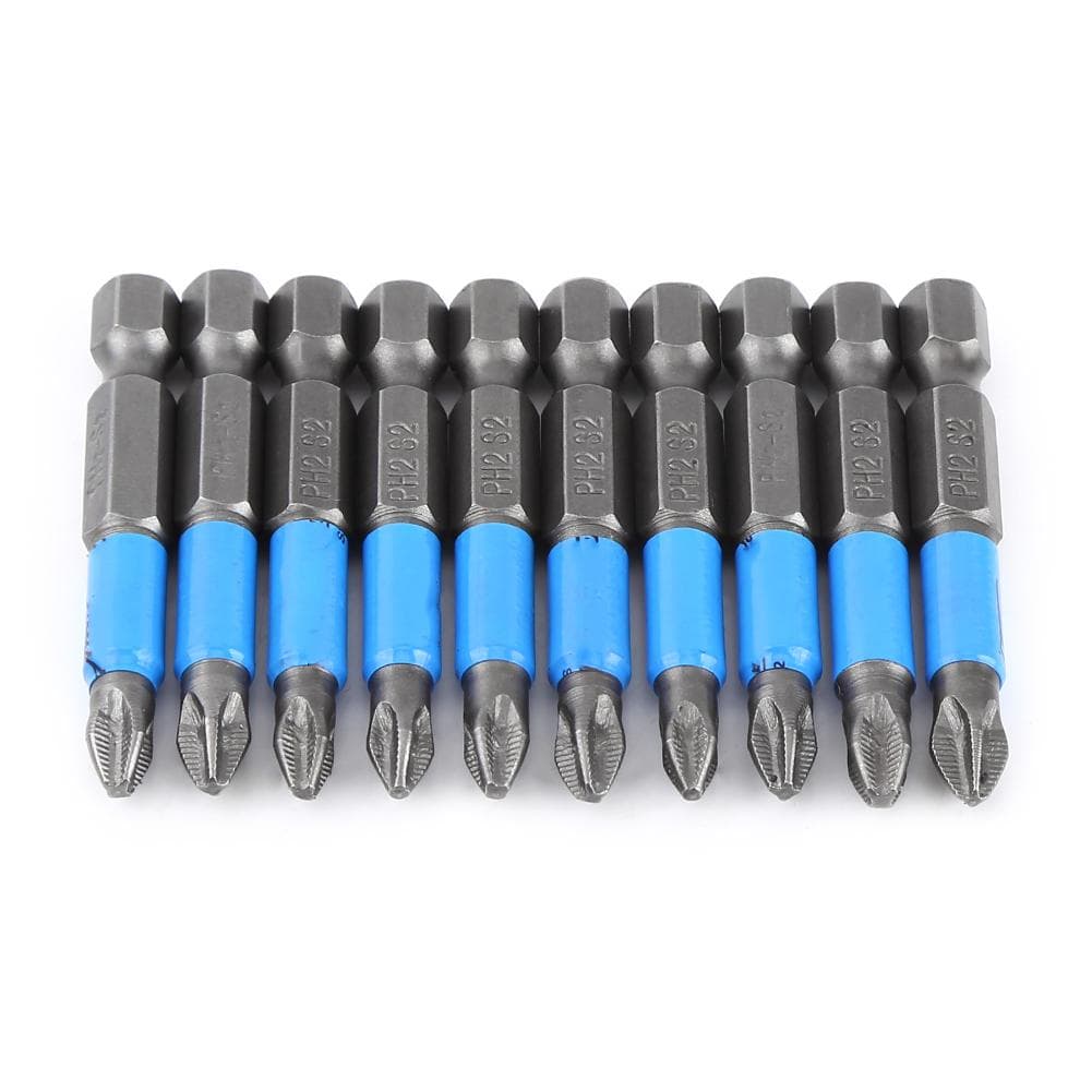 10PcsSet S2 PH2 50mm Hex Magnetic Anti Slip Electric Screwdriver Bits Power Tools