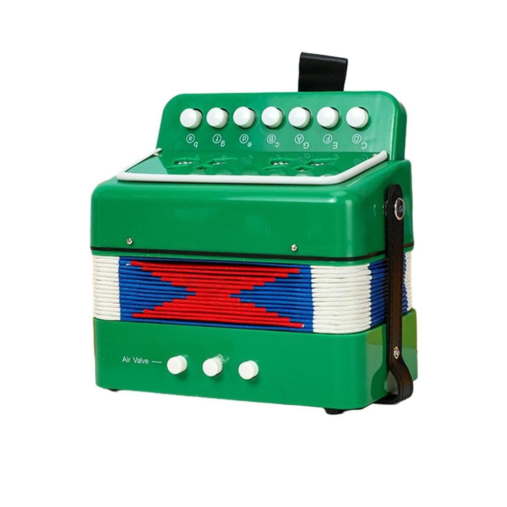 Mini 7-key 2-bass Accordion ABS Material Musical Instrument for Beginners Christmas Gift green