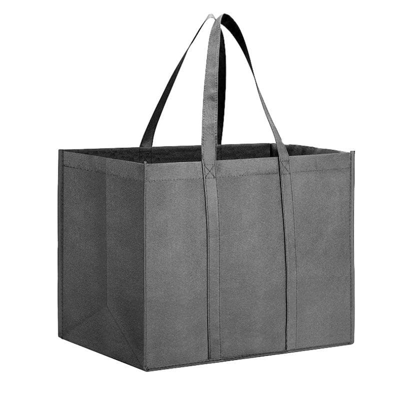 Non-Woven Black And Gray Simple Foldable Portable Eco-Friendly Large Capacity Reusable Grocery Duty Shopping Bags Totes Handbag grey