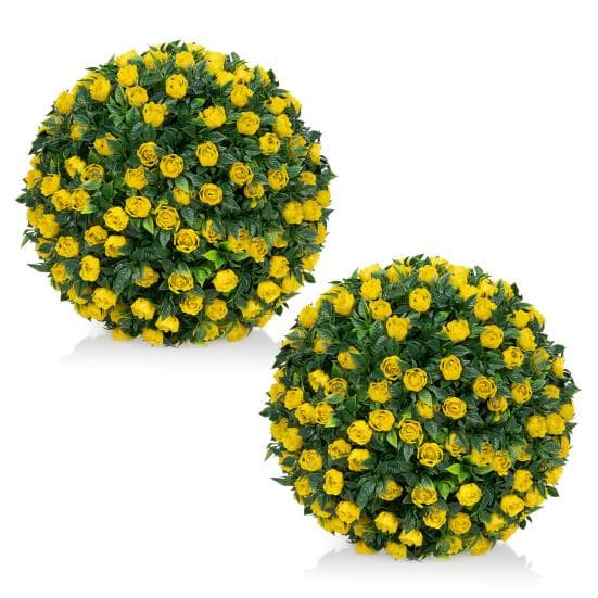 1/2Pcs 20/25CM Artificial Boxwood Topiary Ball UV Resistant Weather-proof Hanging Faux Flower Greenery 20cm 2pcs