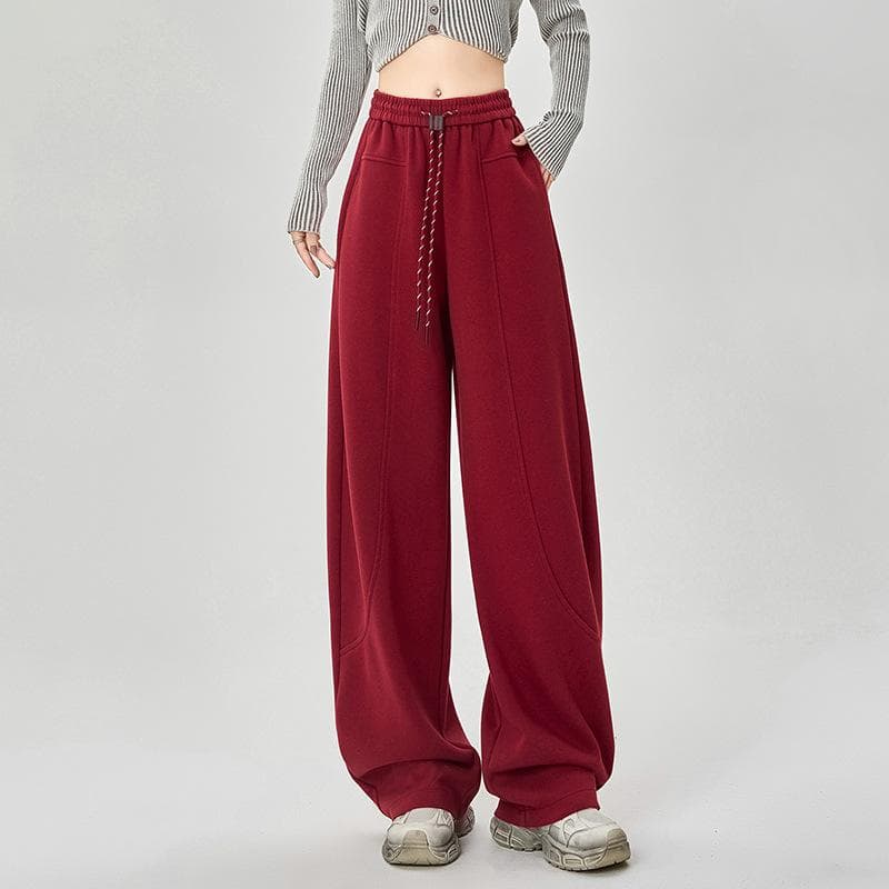 Design-sensing Drawstring Drooping Soft Wide-leg Pants for Women In Spring Lazy Style Versatile Loose Sports Pants 2XL
