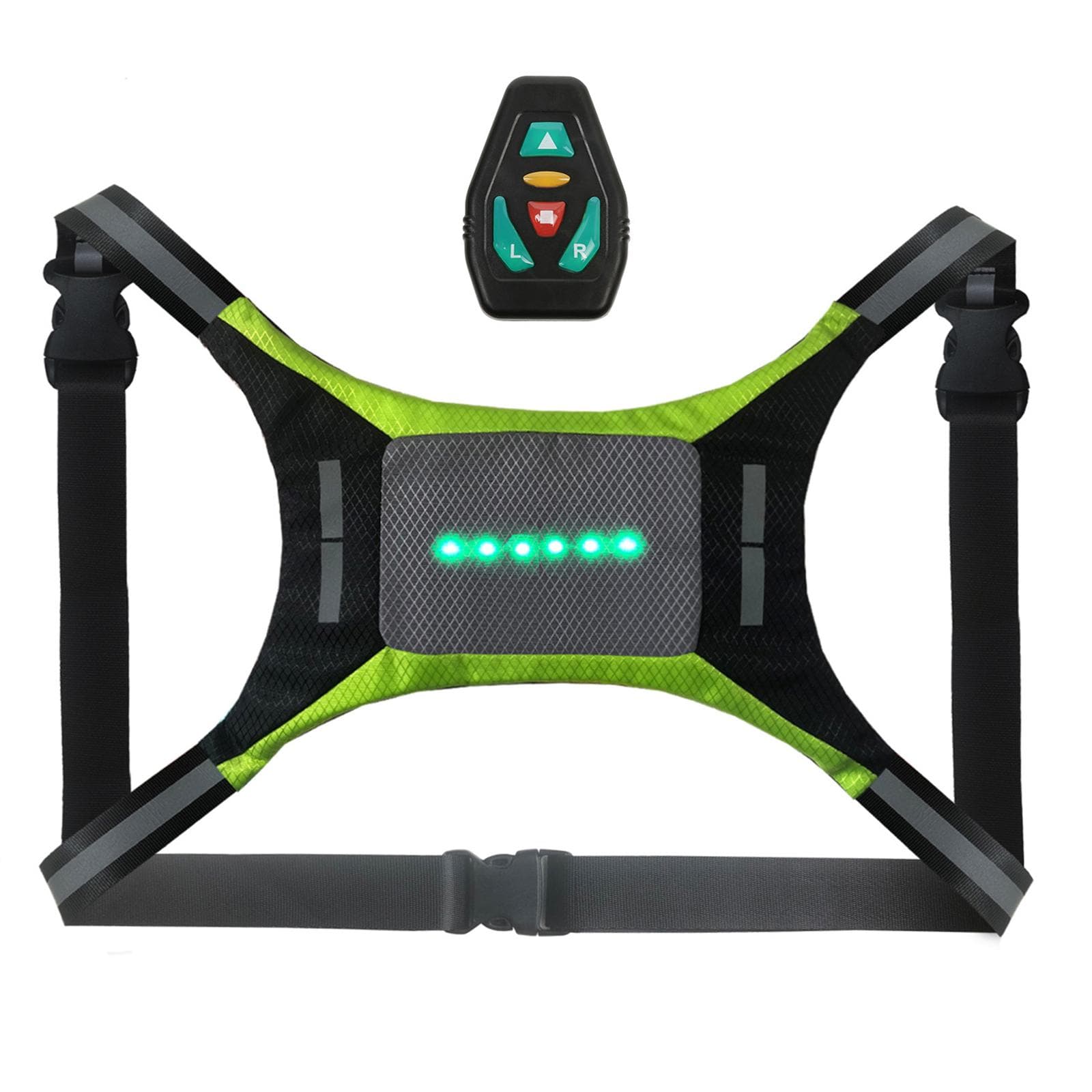 LED Reflective Vest USB Rechargeable Remote Control Turn Signal Light Vest Bicycle Warning Vest grey