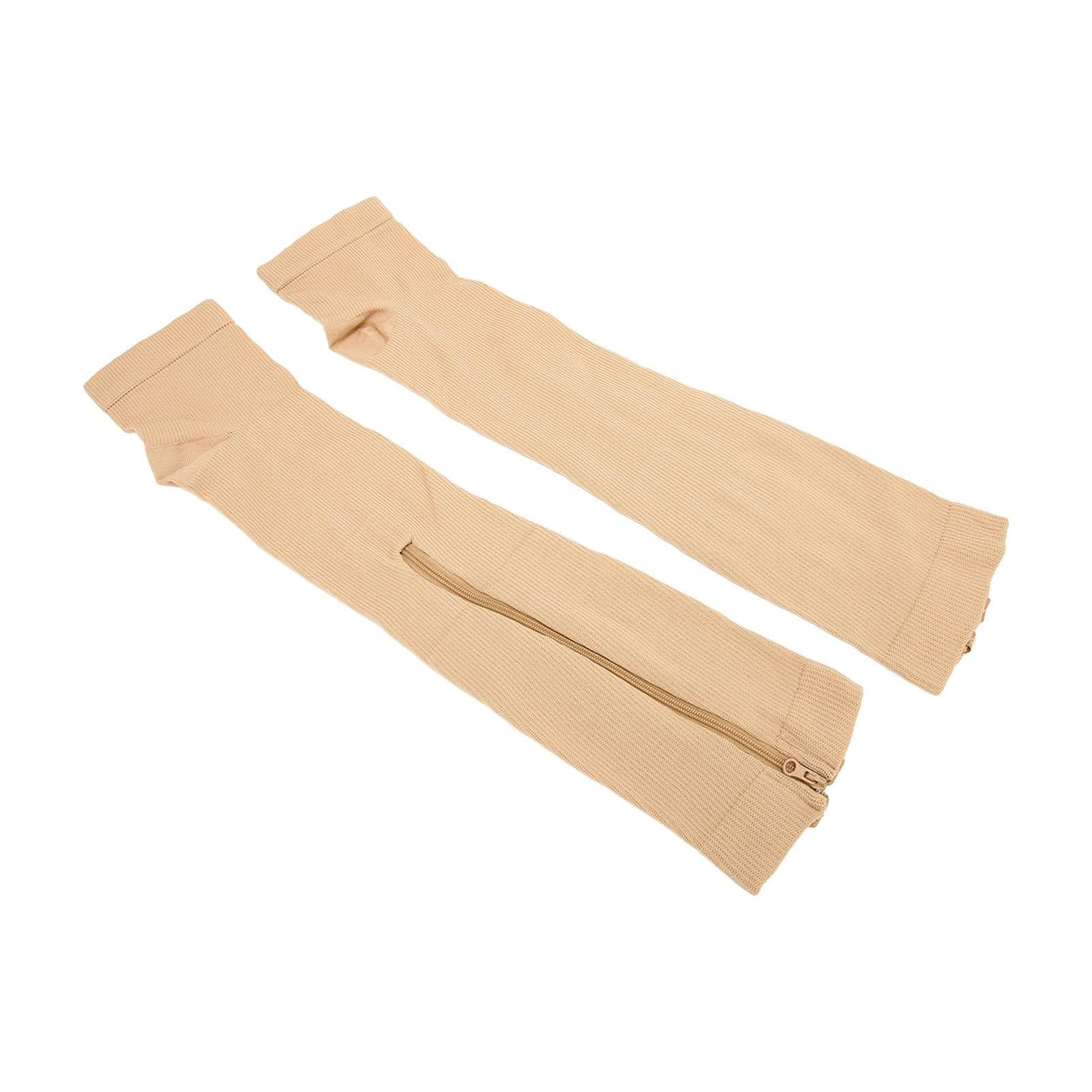 Nylon Compression Stockings Zipper Design Promote Blood Circulation Open Toe Compression L XL
