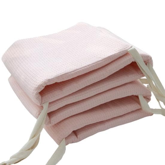 Infant Crib Liner Soft Texture Detachable Washable One-piece Baby Crib Bumper Protector Cushion for Home 240cm pink
