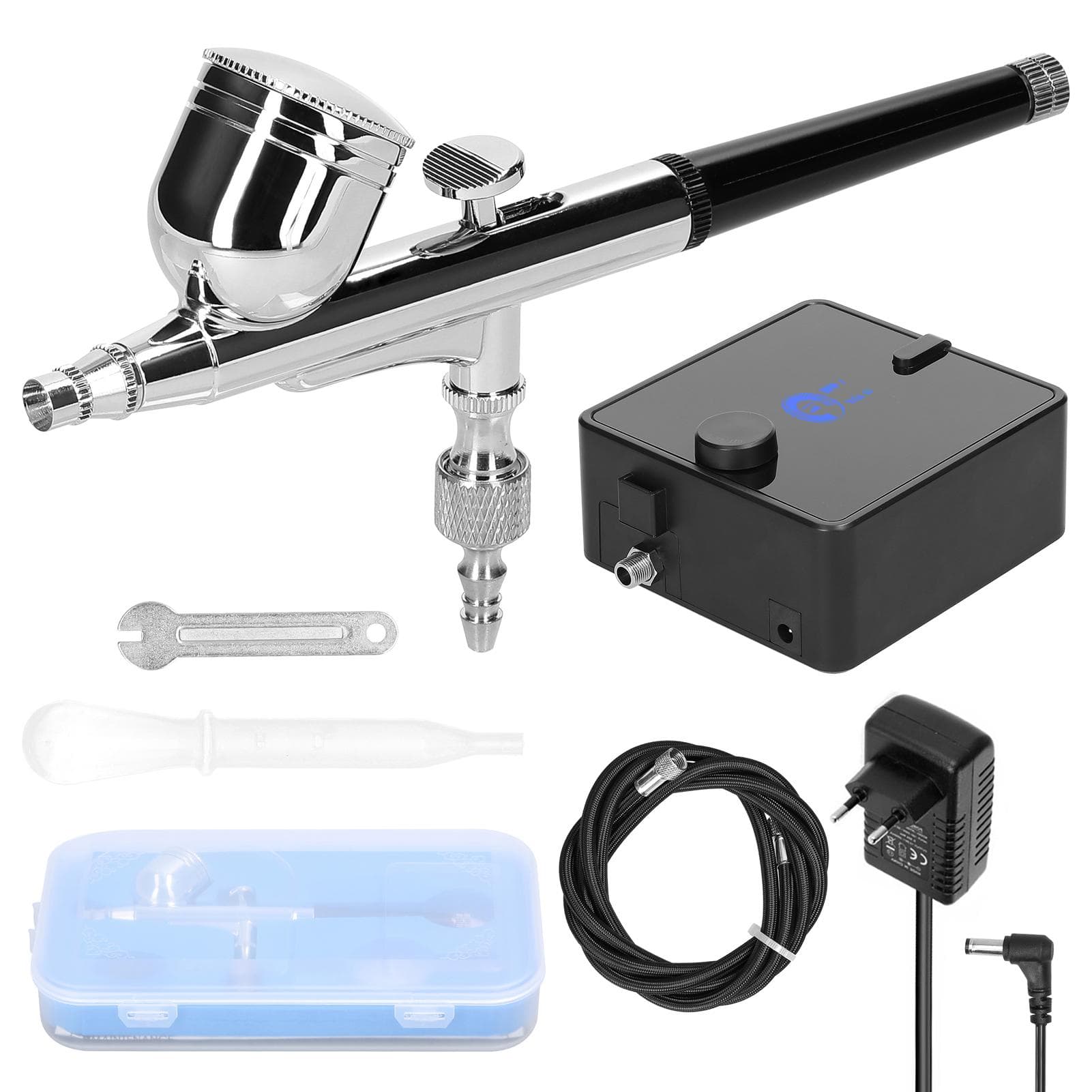 Multi-purpose Professional 0.3mm Airbrush Air Compressor Kit Max 30PSI Air Pump Set for Model EU Plug multicolour