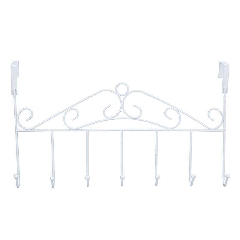 Over The Door Hook Rack Detachable 7 Hooks Door Hanger Organizer for Towels Handbags Coats White white