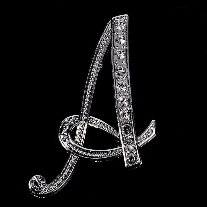 Crystal Rhinestone 26 Letters Women Collar Brooch Pin Corsage Bouquet Jewelry A