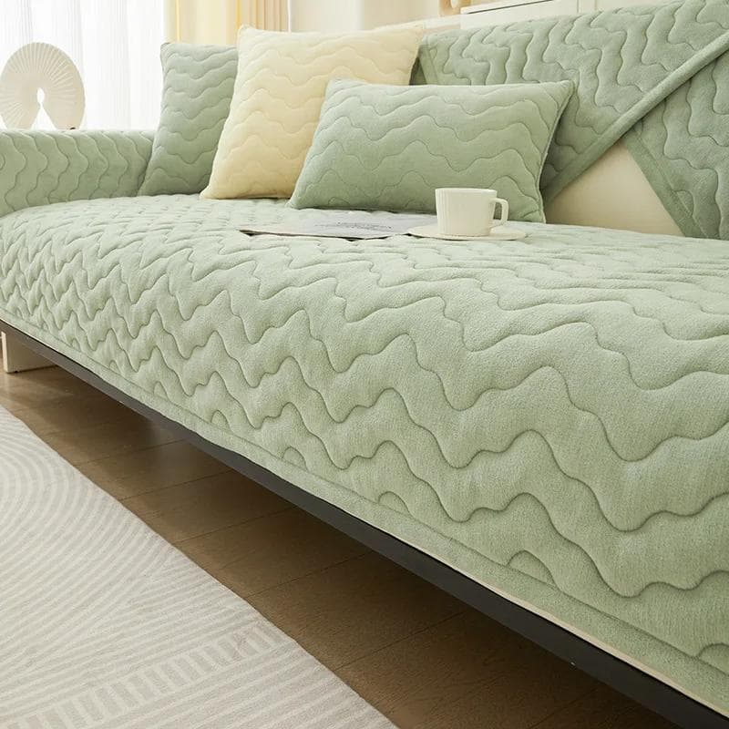 Waves Lines Sofa Cover Winter Thickening Warm Plush Sofa Towel Non-Slip Leather Universal Solid Color Sofa Cushions Living Room 70x70cm 1pcs