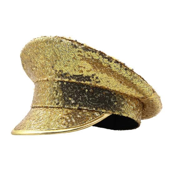 Performance Sequin Hat Unisex Lightweight Party Cosplay Sergeant Cap Festival Photo Prop Women Men Captain Birthday Sailor Hat golden