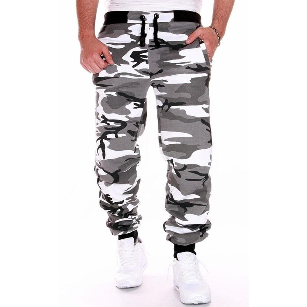 Men's Camouflage Trousers Jogging Trousers Sports Pants Fitness Sport Jogging Army L camouflage/grey