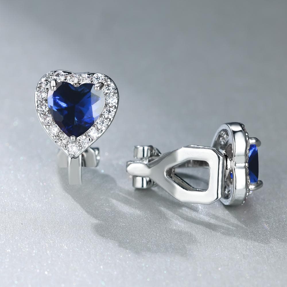 Vintage Black Stone Clip On Earrings Without Piercing No Hole Pink White Love Heart Earrings For Women Dainty Silver Color Jewelry blue