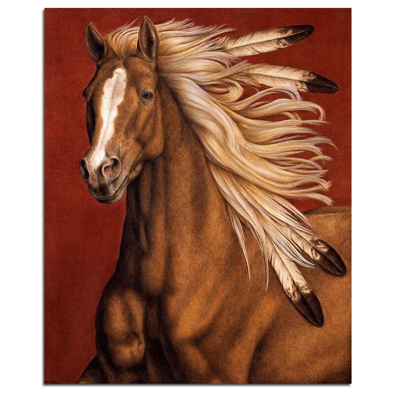 A Brown Horse With Feathers 5D DIY Diamond Painting Full Round Diamond Embroidery 20X30CM