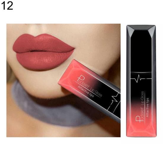 Long Lasting Liquid Lipstick Matte Moisturizing Advanced Lip Gloss Lip Glaze Glitter Matte Finish Lip Makeup Lipstick Women Sexy Beauty Cosmetic 12#