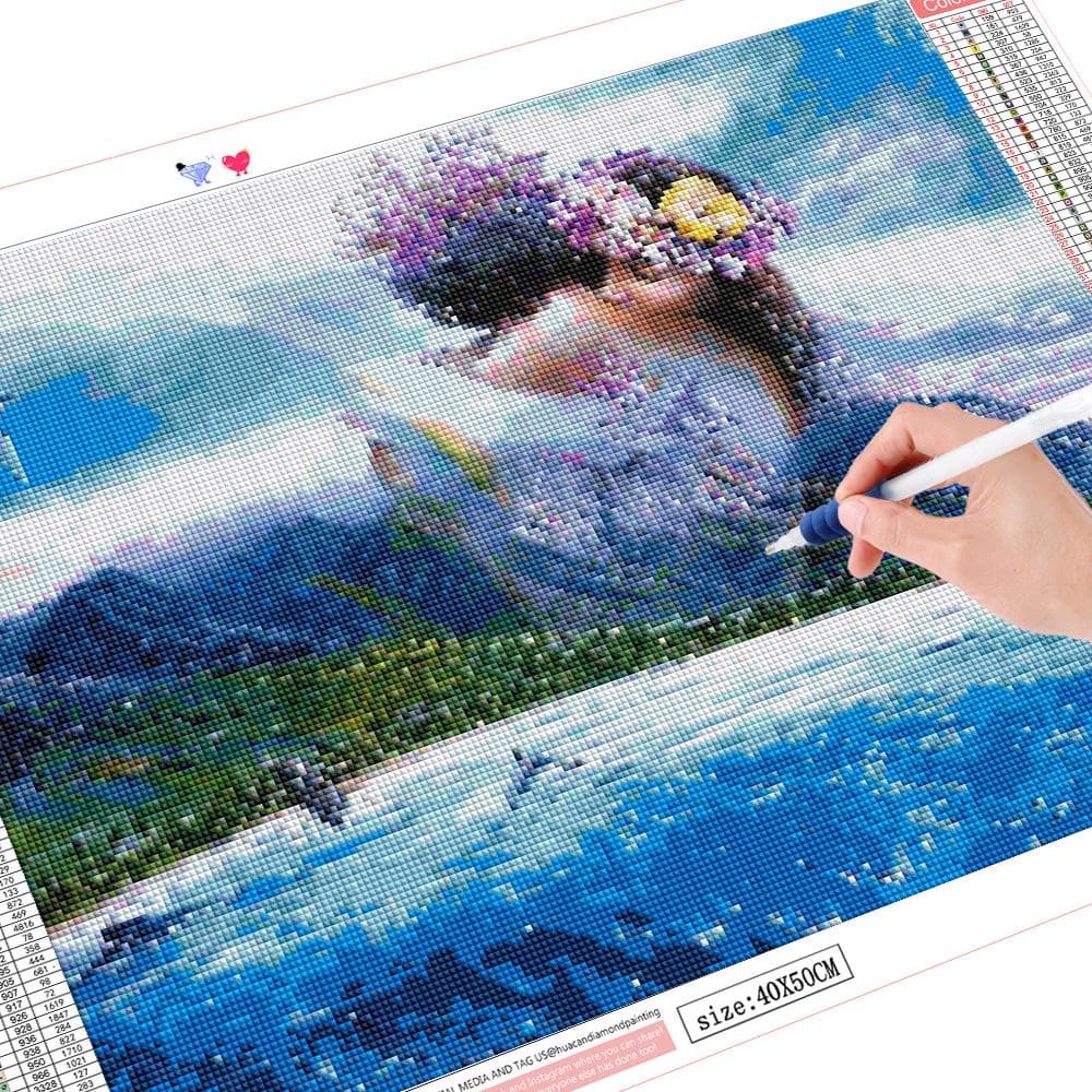 Full Drill Round Diamond Painting Portrait Rhinestone Embroidery Picture Handcraft Kit 20X30CM