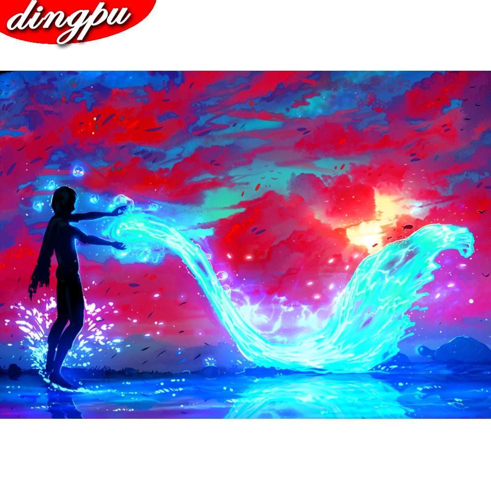 DINGPU 5D Diamond Painting Spring Scenery Full Round Drill Diamond Embroidery Landscape Home Decoration 20X30CM