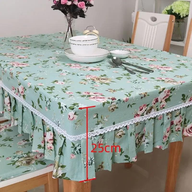 New Style Small Fragmented Flower Tea Table Cloth Simple Rectangular Dining Table Cover Household Little Fresh Lace Tablecloth 60x120x25cm