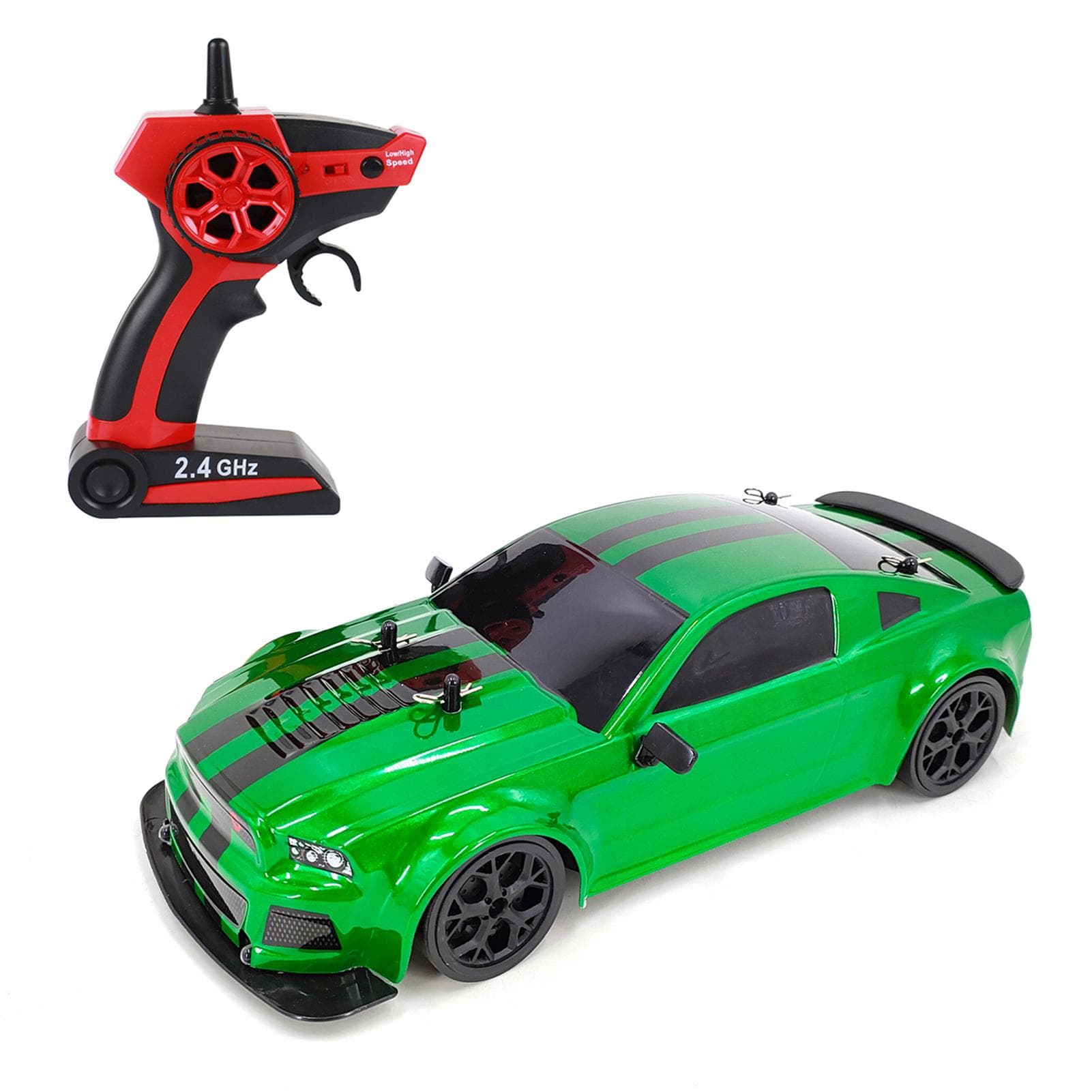 Remote Control Car, 1:14 2.4GHz 20km/h Four-Wheel Drive High-Speed Remote Control Drift Racing Car 1 Battery green