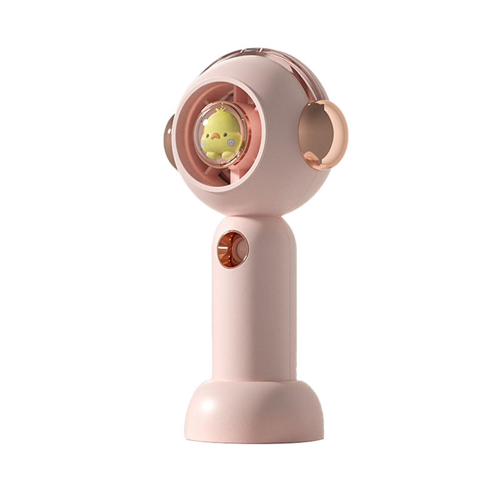 Portable Handheld Misting Fan Cute Cartoon USB Rechargeable Personal Fan for Outdoor Indoor Pink pink