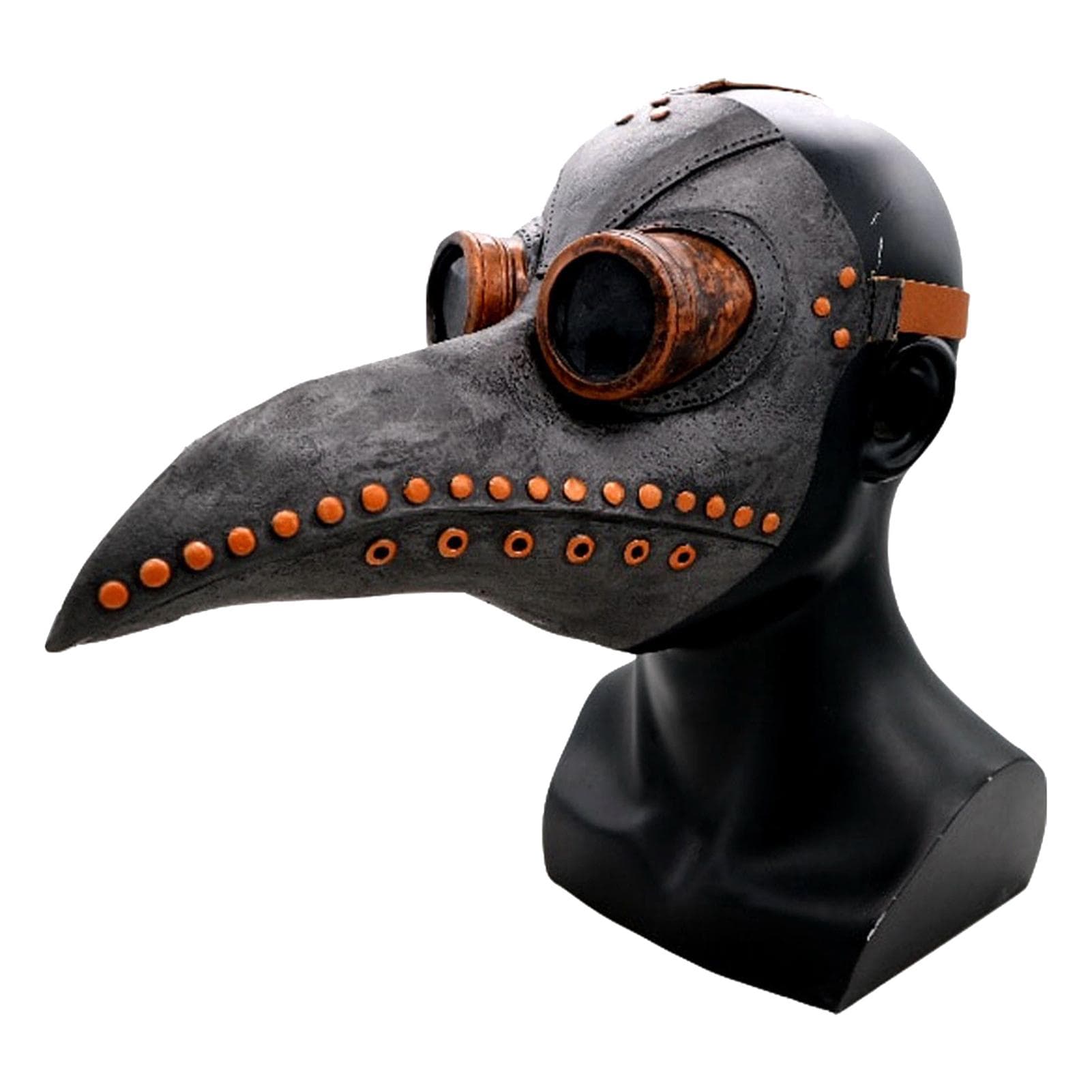Plague Doctor Bird Face Cover with Long Nose Beak Halloween Costume Props for Men Women Brown Beak grey