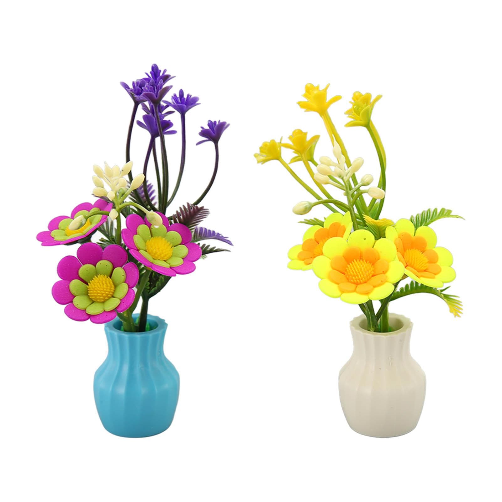 2Pcs Artificial Aquatic Plants Fluorescent Bright Colors Resin Silicone Vase Style Aquarium Plants