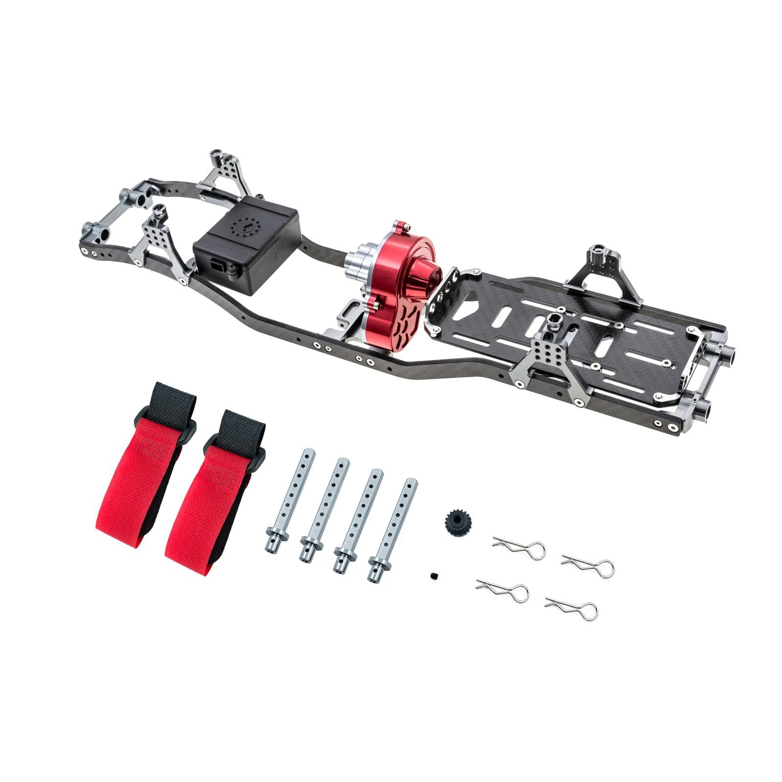 Metal Chassis Frame Remote Control Chassis Body Parts Replacement for Axial SCX10 1:10 Remote black/red