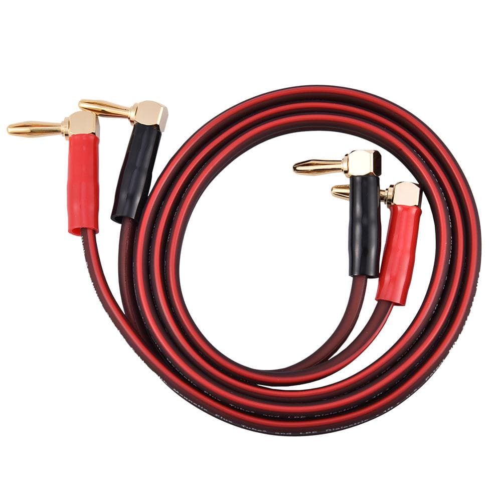 HIFI Pure Copper Speaker Cable Right Angle L Type Banana Plugs Line Wire Red & Black 1 Meter