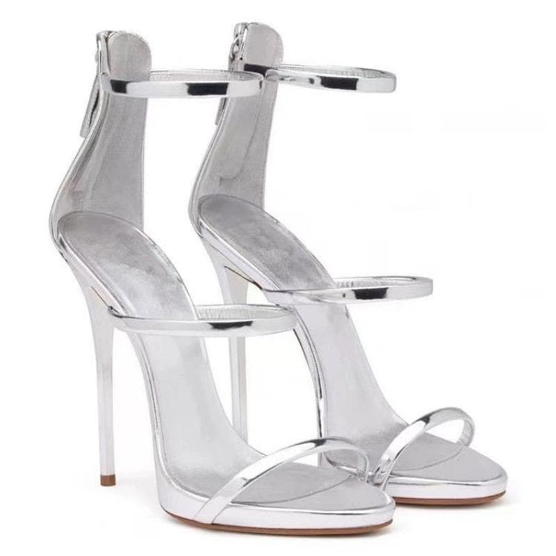 Fashion high-heeled sandals, high-heeled shoes, runway shoes 39 silver