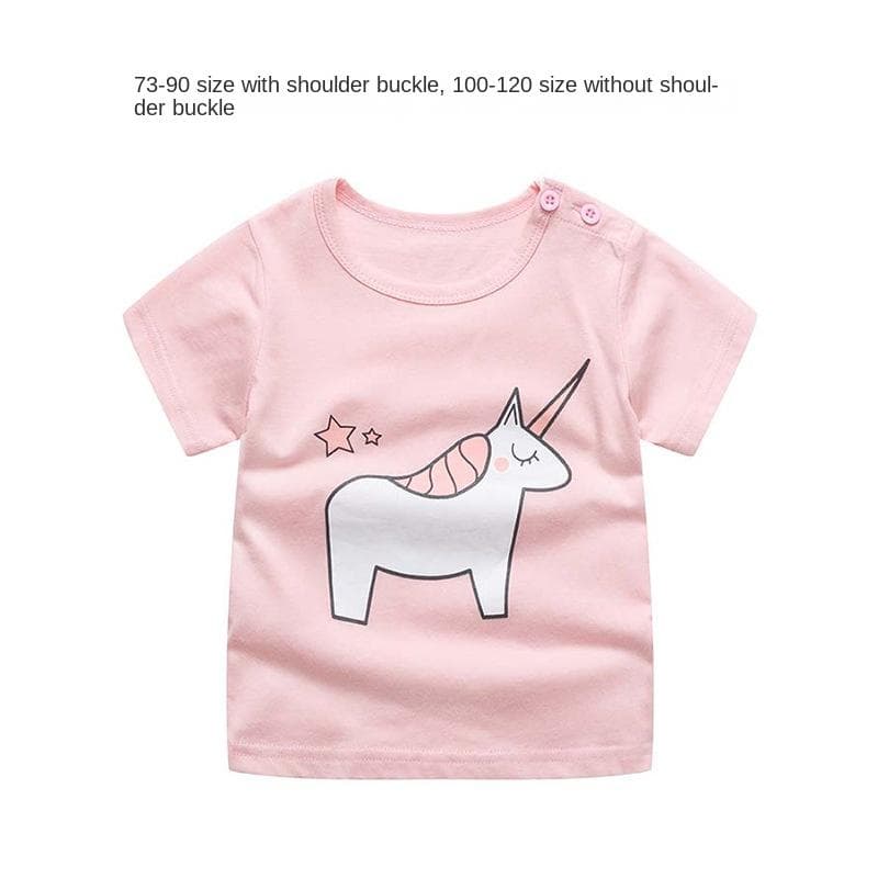 Children's Short-sleeved Summer Baby Girl Pure Cotton Half-sleeved Tops Baby Loose T-shirt Korean Style Girls Summer Clothes 120cm