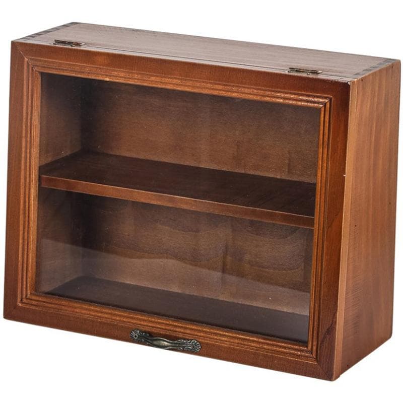 Wall Display Box Wood Cabinet Shadow Case Storage Mug Wooden Bread Organizer