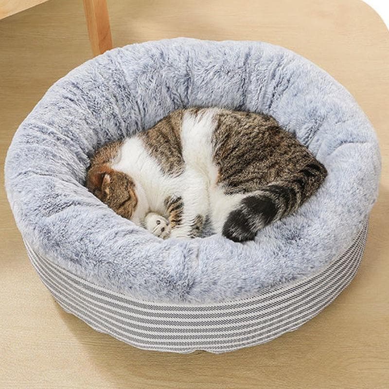 Pet Sleep Blanket Cat and Dag Round Soft Plush Bed M grey