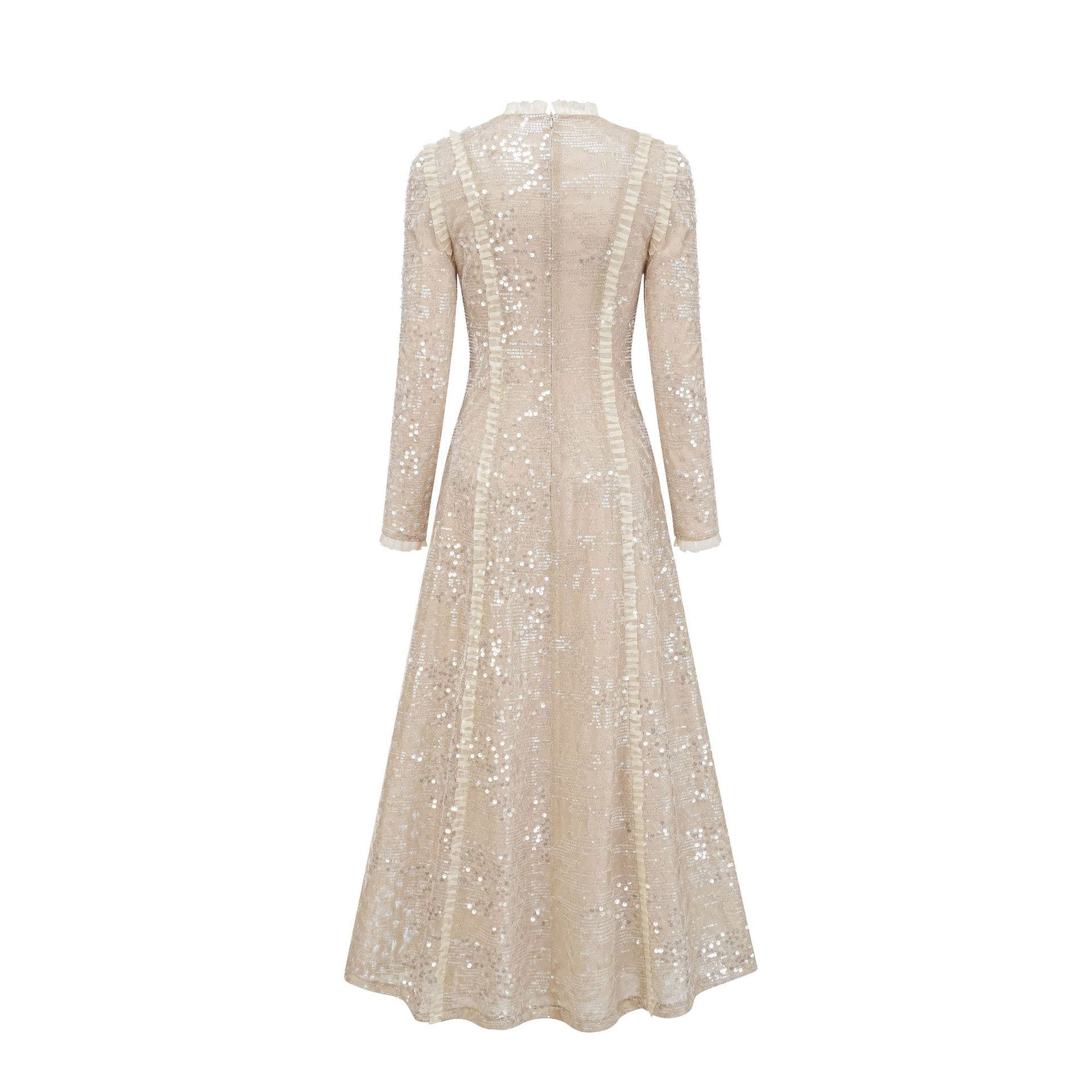 Dress Spring and Autumn Premium Niche Long Sleeve Crew Neck High Waist Temperament Long Dress XL