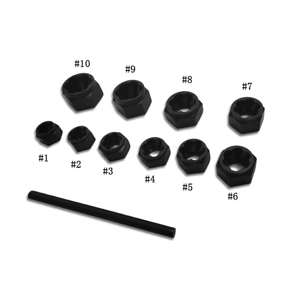 11 PCS Hexagonal Socket Short Type Impact Rusted Damaged Nut Bolt Extractor Remover Tool Set Family Without Box