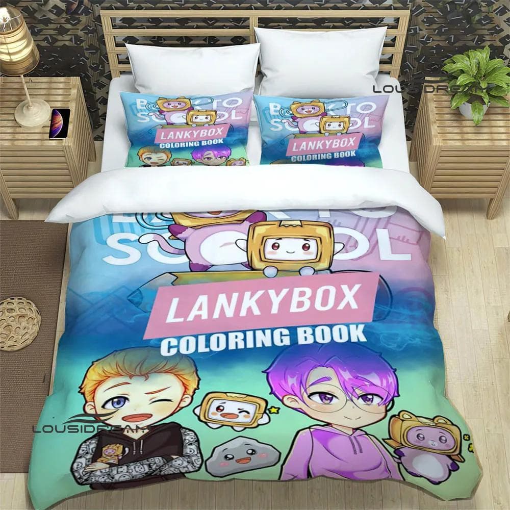 Lankybox Foxy Boxy cute printed Bedding Sets exquisite bed supplies set duvet cover bed comforter set bedding set luxury AU Single(140x210cm)