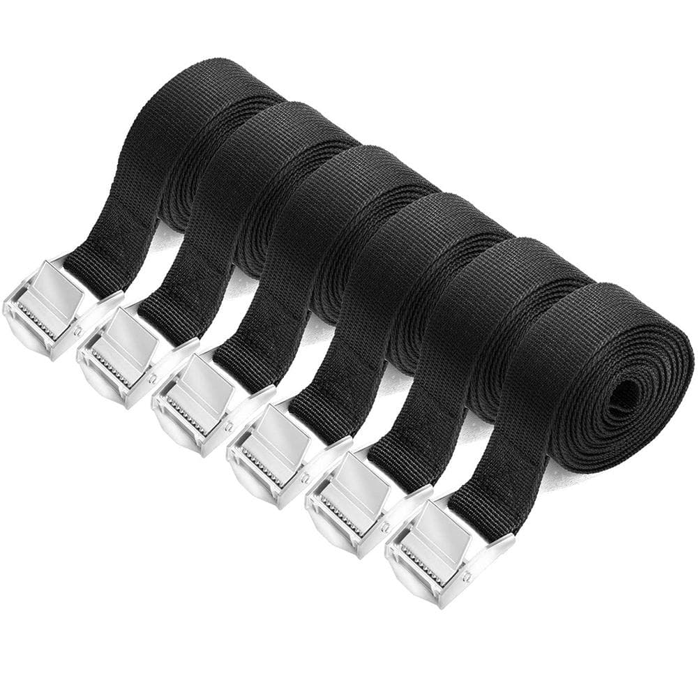 6PCS Tie Down Straps Lashing Straps Tensioning Belts Ratchet Straps Strong Durable Luggage Binding black