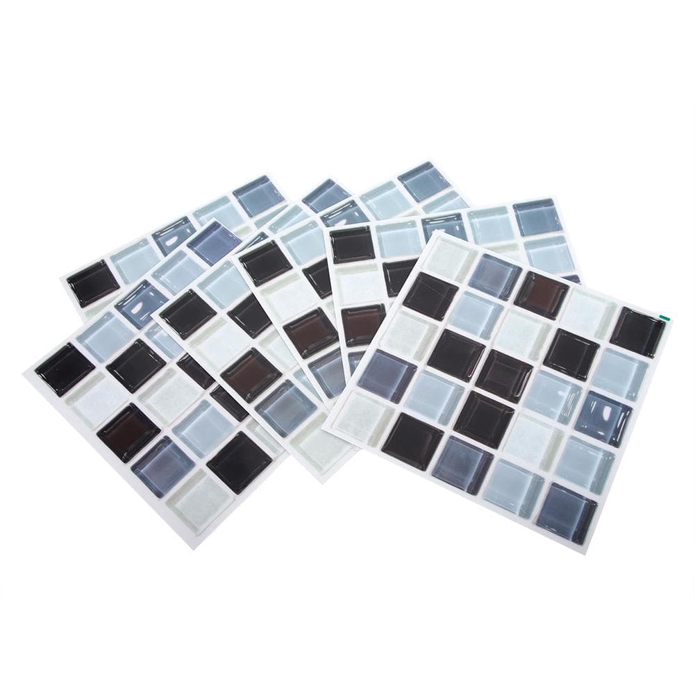 6Pcs 3 Dimensions Self adhesive Simulation Mosaic PVC Wall Tile Sticker Bedroom Decoration