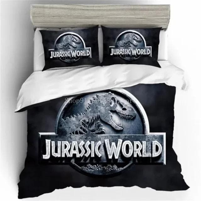 Red Jurassic Park Bedding Set Cartoon Home Textiles For Kids Bed Set Comforter Cover Bedroom Set Queen Dinosaur Duvet Cover EU Twin(135x200cm)
