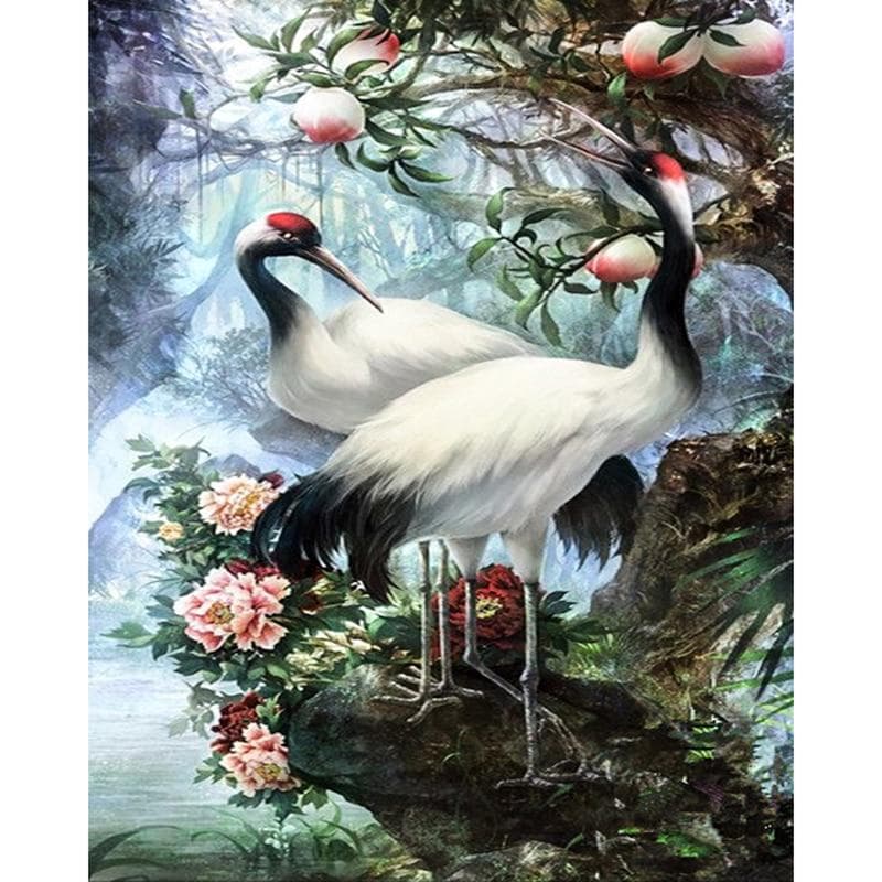 DIY 5D Diamond Painting Cross Stitch Crane peach Diamond Embroidery Needlework kits 40X50CM