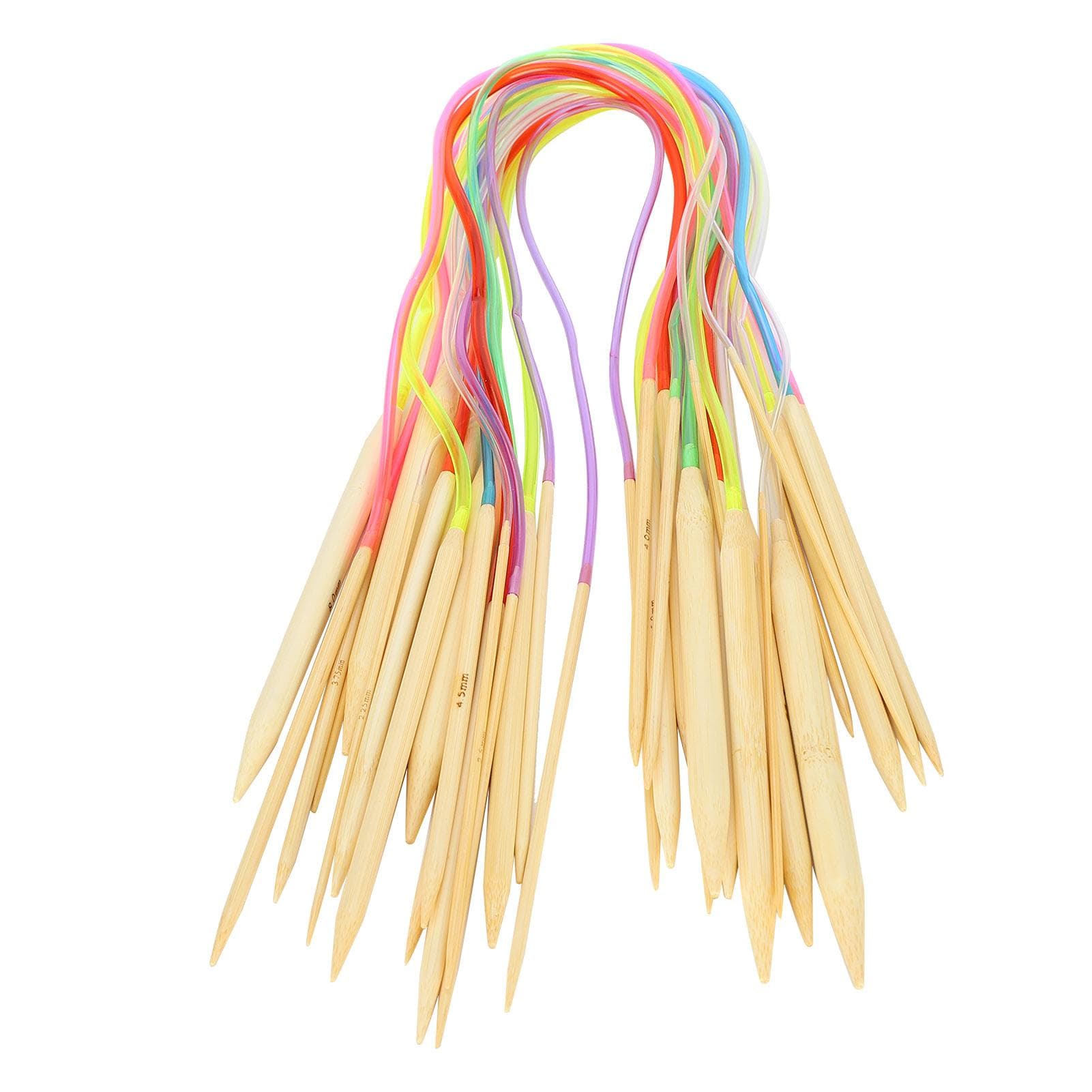 18Pcs Circular Needle DoublePointed Bamboo Color Tube Needlework Tool with Accessories Pack(60cm