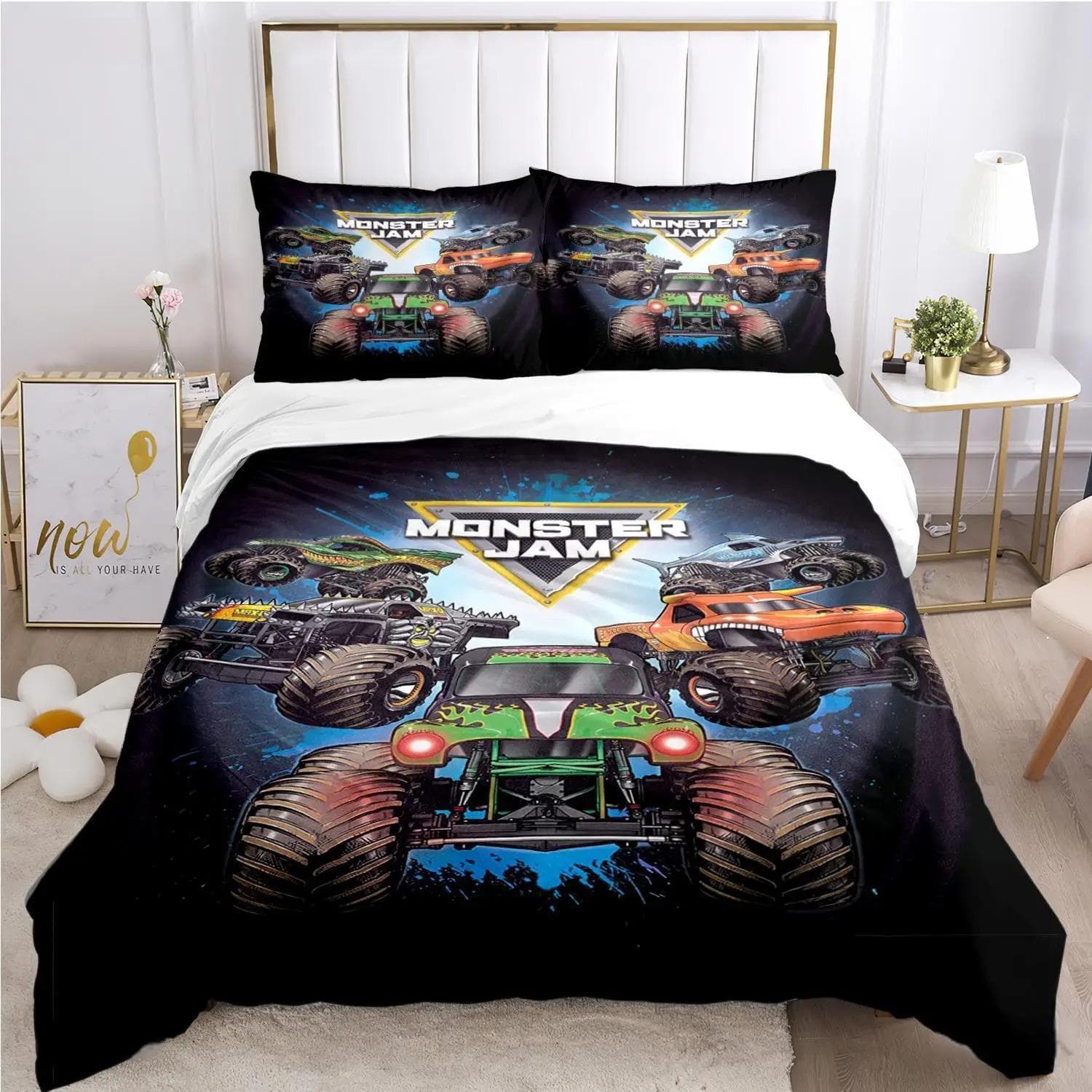 Cartoon Monster Truck All Season Duvet Cover Comforter Bedding sets Soft Quilt Cover and Pillowcases SingleDoubleQueenKing 70x133cm 2pcs