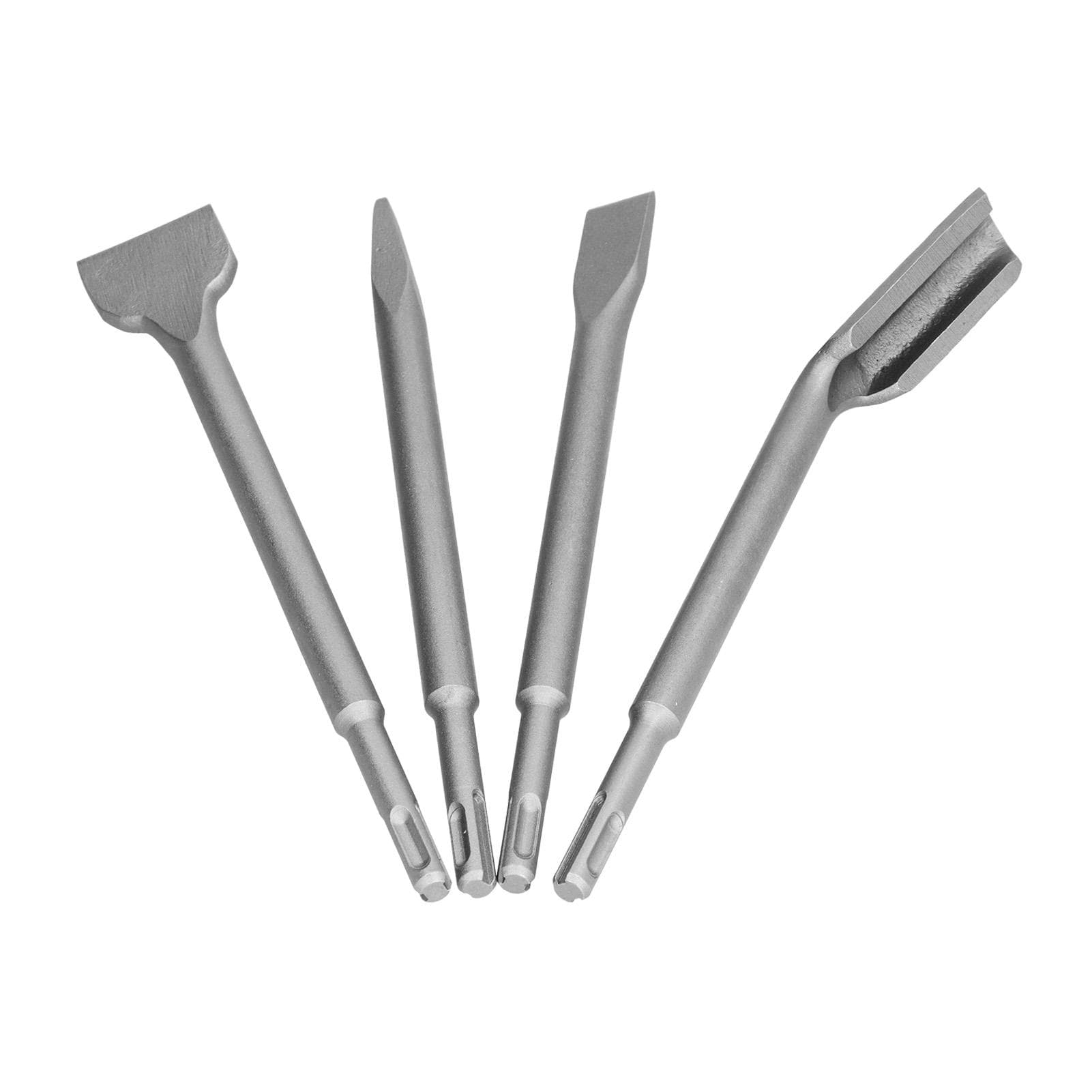4PCS Chisel Hammer Drill Bits Concrete Hammer Bits Set Includuing Flat Chisel Point Chisel and