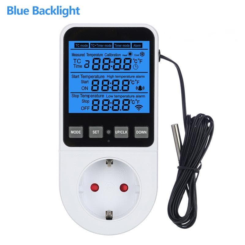 EU Plug Timer Socket LCD Display Temperature Controller Power Socket Outlet Timer Multifunctional Thermostat
