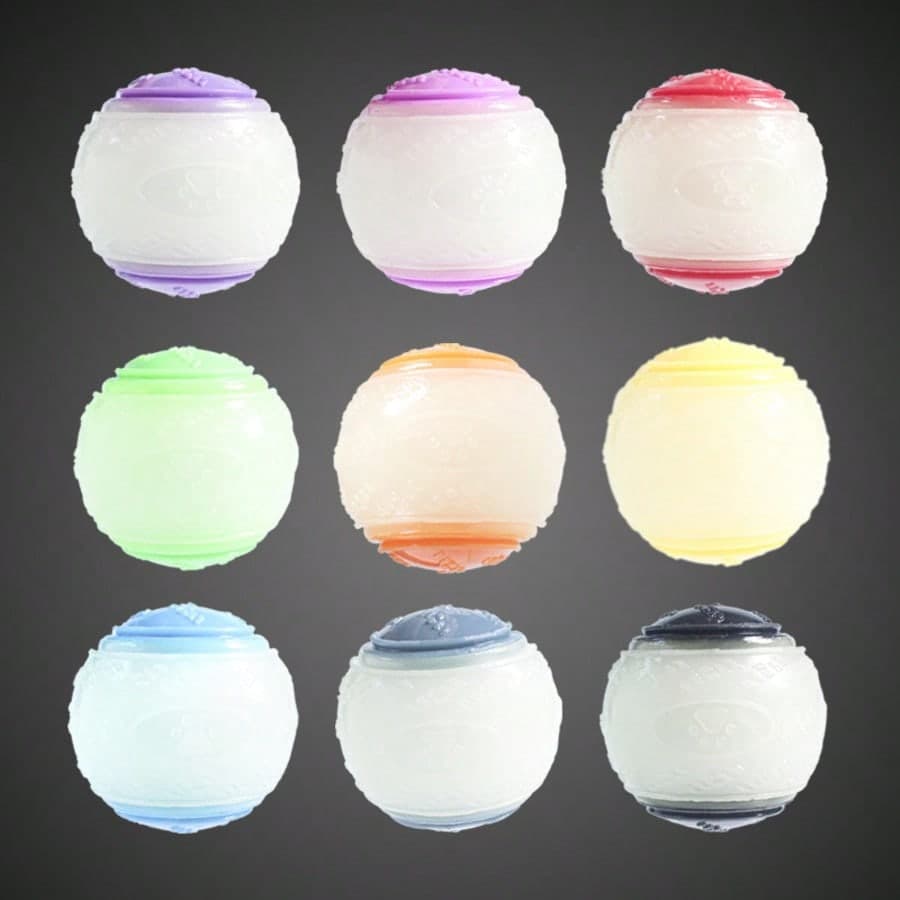 2.5 Inch Squeaky & Light-Up Dog Ball - Geometric Pattern, Durable Natural Rubber, Suitable for All Breeds, Battery-Free Interactive Training Toy Random luminous ball 1