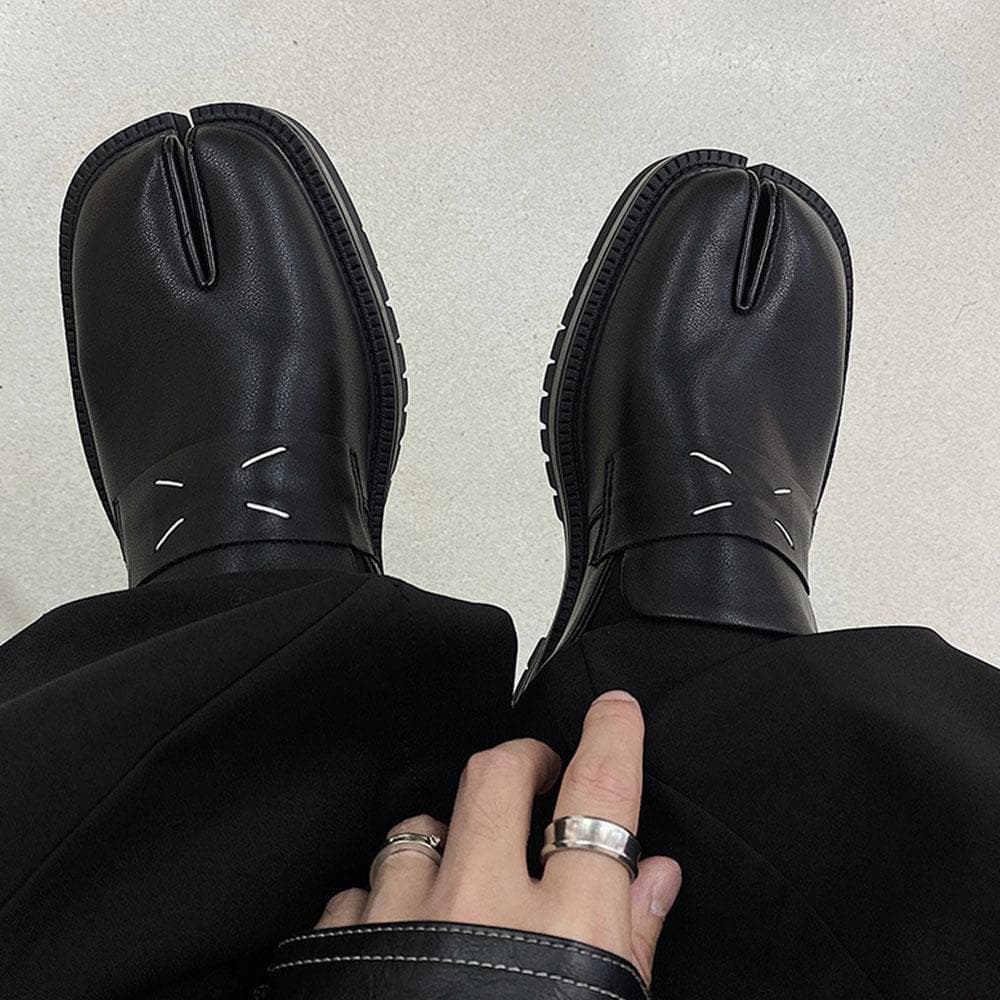 Split Toe Loafers for Women and Men Tabi Shoes Platform Chunky Heel Loafers Business Casual Leather Shoes Plus Size 46 43