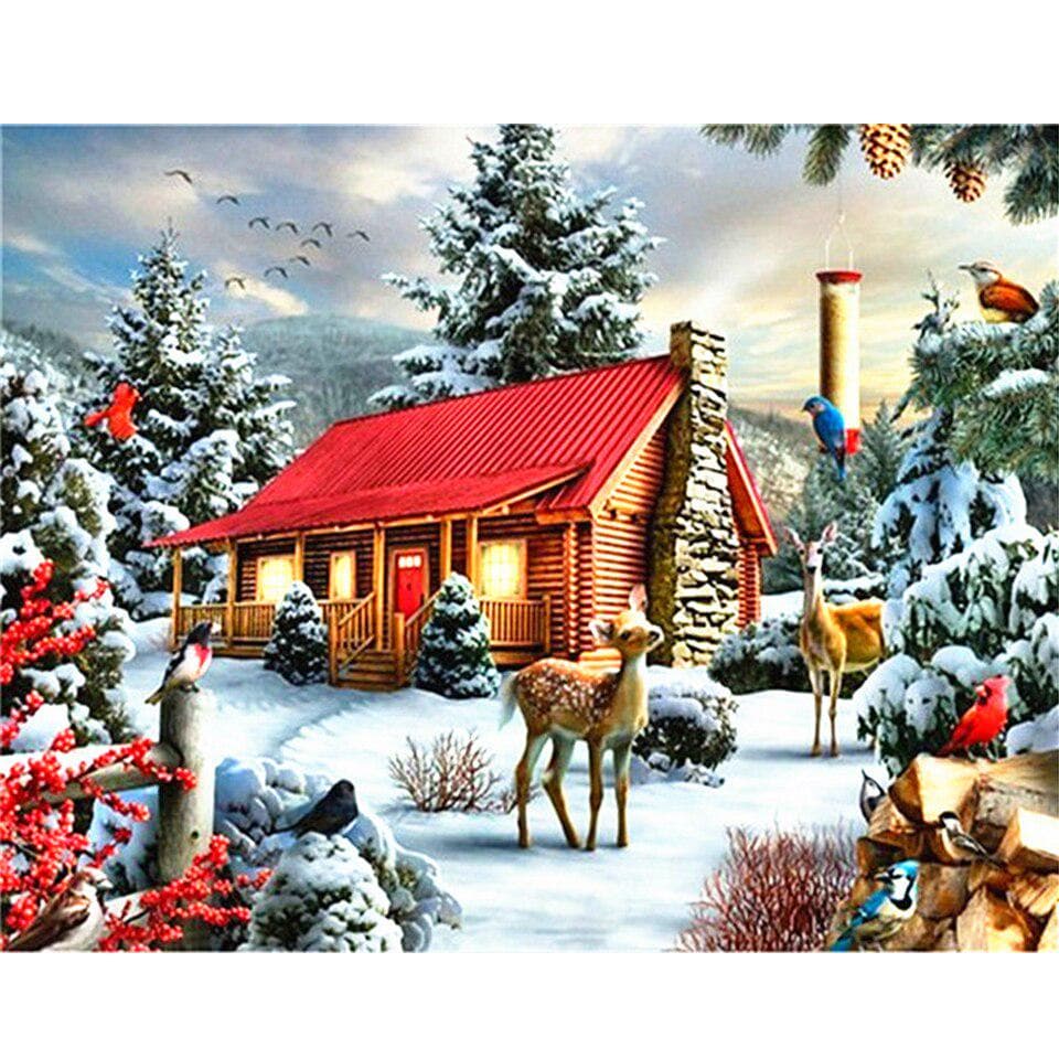 5D Diamond Painting Christmas Diamond Embroidery Scenery Cross Stitch Rhinestone Home Christmas Gift 20X30CM