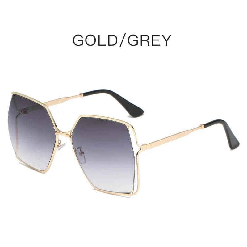Gradient Oversized Square Sunglasses Women Luxury Hollow Lens Vintage Alloy Sun Glasses Female Green Shades UV400