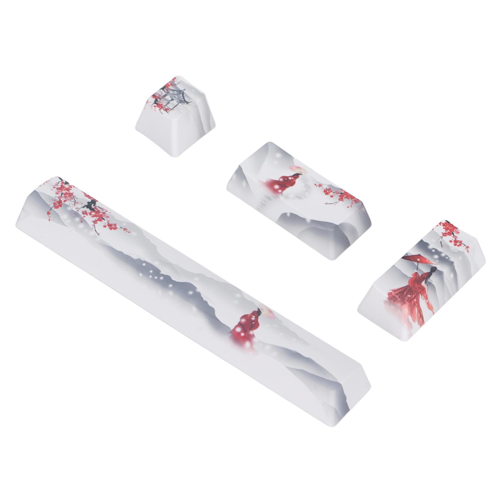 Keycap 4 Keys Ice Capped Mountain Snow Girl Pattern Space ESC Enter Numpad Enter DIY Keycaps