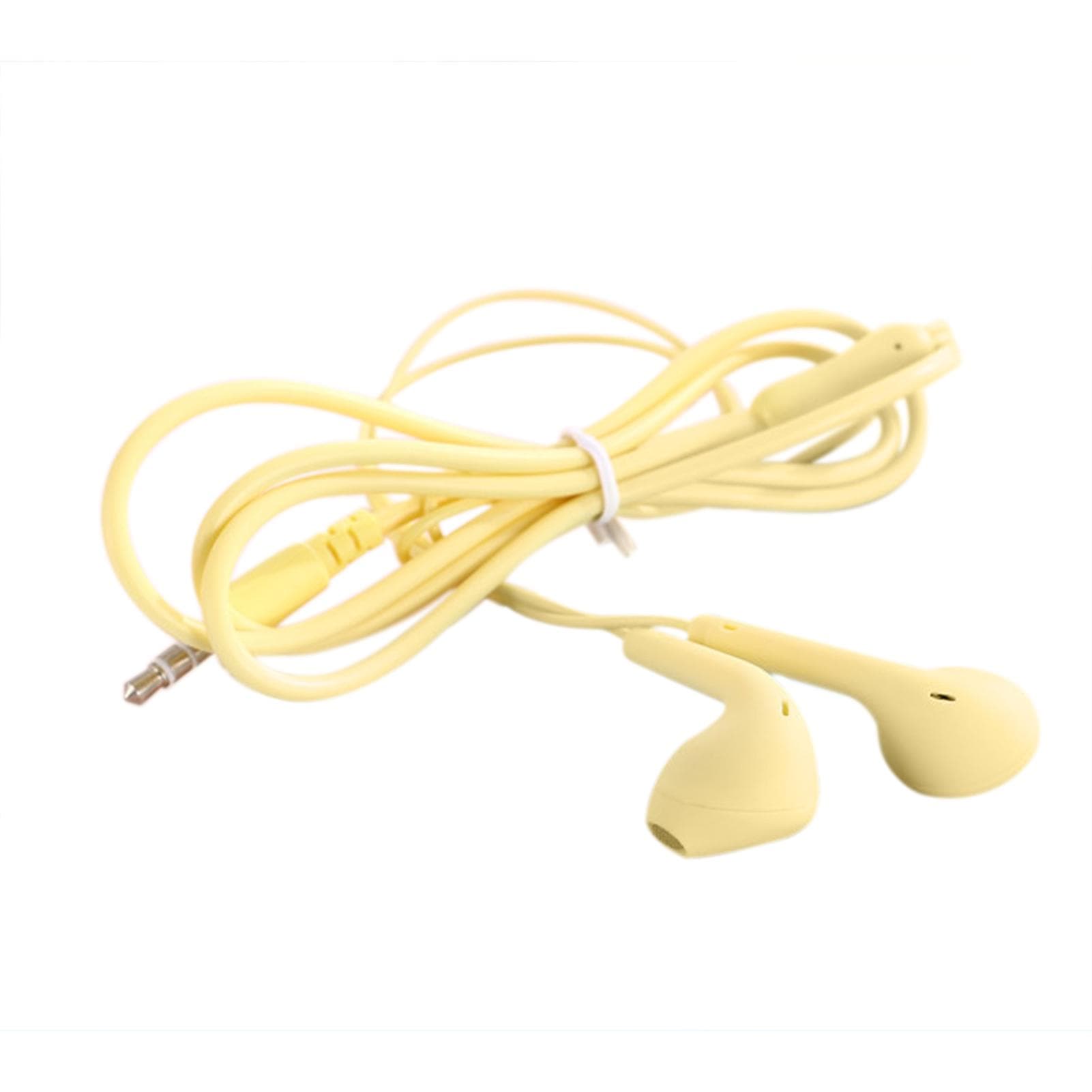 U88 Universal Wired Control Earphone Fashion Pure Color 3.5mm Plug Headphone with Microphone yellow